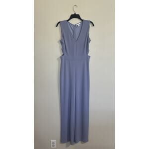 Bar III Womens Purple V-Neck Cut-Out Waist Crepe Jumpsuit Size 8